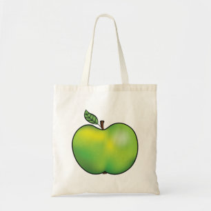 Bolsa Tote Ilustração de Fruta de Maçã de Cartoons Verdes