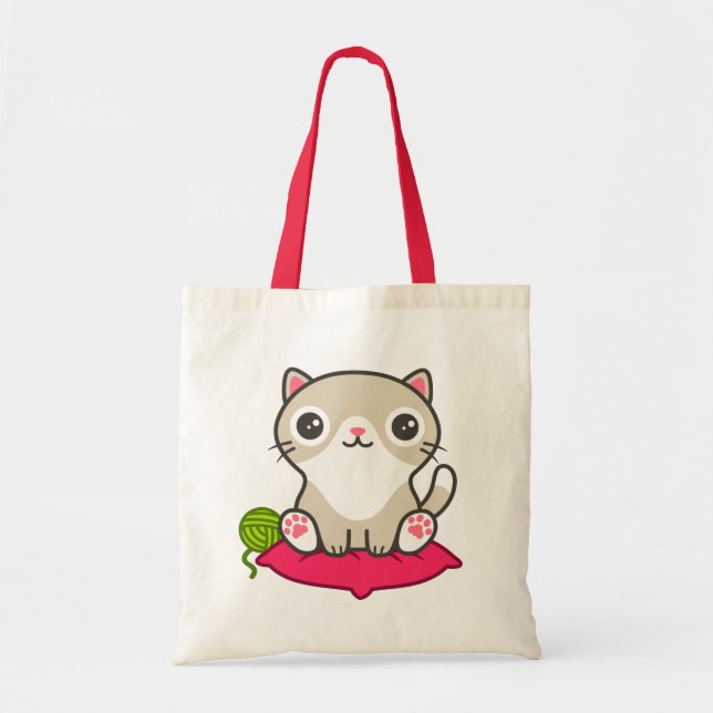 Bolsa Tote Ilustração de Gatinho de Cute (Frente)