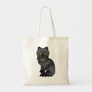 Bolsa Tote Ilustração de Gato de Cartoon Pérsico Negro