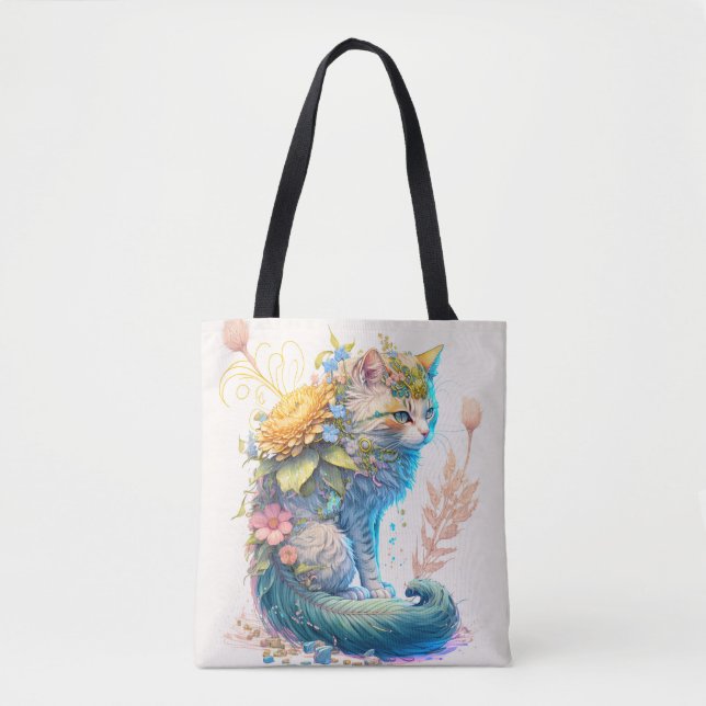 Bolsa Tote Ilustração de Gato Gato Gato Majestoso Gato Bonito (Frente)