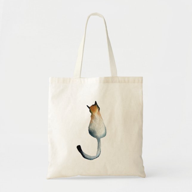 Bolsa Tote Ilustração de gato preto e marrom da Tabby (Frente)