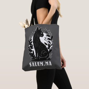 Bolsa Tote Ilustração de Gato Preto   Salem