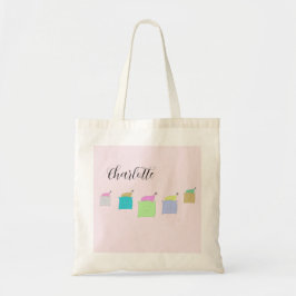 Bolsa Tote Ilustração de Gatos Fofos em Almofada Monogramada