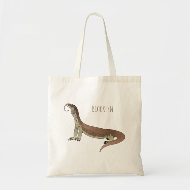 Bolsa Tote Ilustração de lagarto monitor cartoon (Frente)