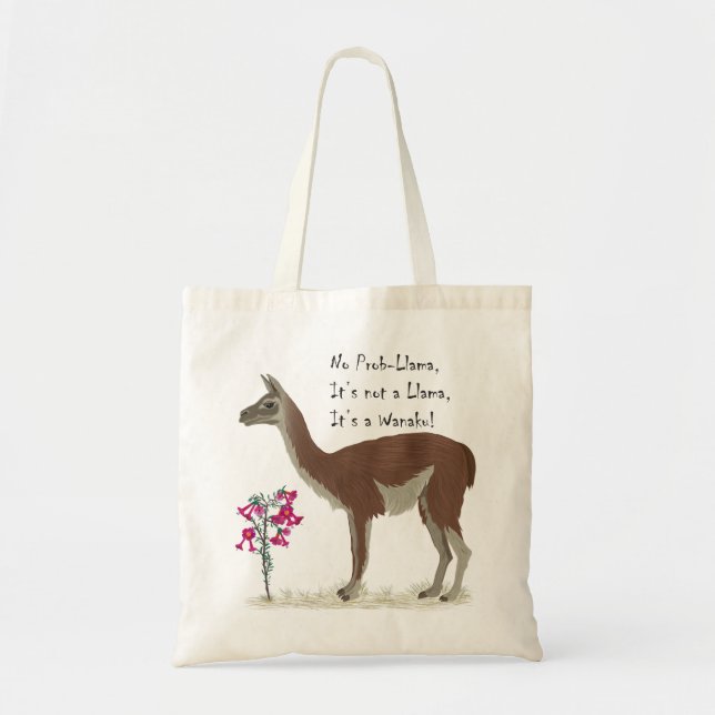 Bolsa Tote Ilustração de Lama Cute Guanaco América do Sul (Frente)