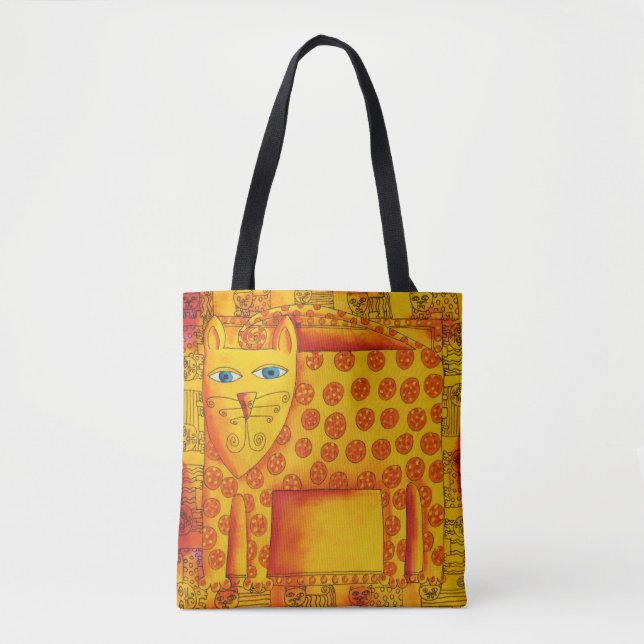 Bolsa Tote Ilustração de leopardo em aquarela estampada (Frente)