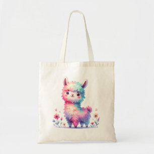 Bolsa Tote Ilustração de Lhama Fofa Arte de Animal Adorável e