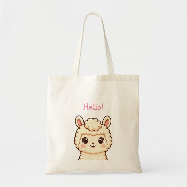 Bolsa Tote Ilustração de lhama fofa design (Frente)
