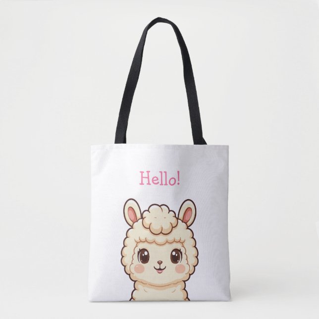 Bolsa Tote Ilustração de lhama fofa design (Frente)