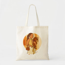 Bolsa Tote Ilustração de Mãe de Cachorro Estética Segurando F