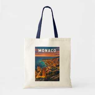 Bolsa Tote Ilustração de Mônaco Viagem Arte Vintage