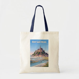 Bolsa Tote Ilustração de Mont Saint Michel Arte de Viagem Vin