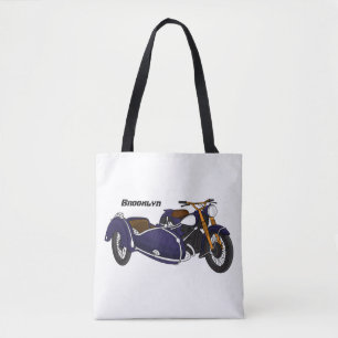 Bolsa Tote Ilustração de motocicleta roxa Sidecar