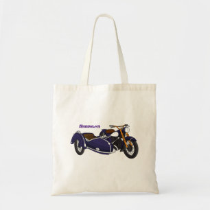 Bolsa Tote Ilustração de motocicleta roxa Sidecar