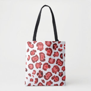 Bolsa Tote Ilustração de padrão de aquarela com pele-leopardo
