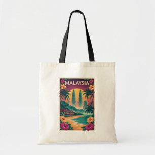 Bolsa Tote Ilustração de Paisagem da Malásia Arte de Viagem V
