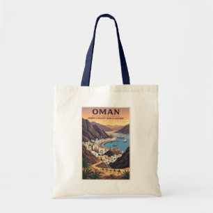 Bolsa Tote Ilustração de Paisagem de Omã Arte de Viagem Vinta