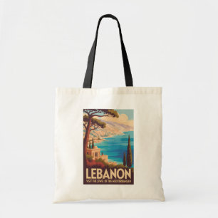 Bolsa Tote Ilustração de paisagem do Líbano Arte de viagem vi