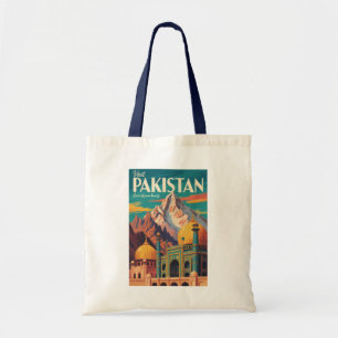 Bolsa Tote Ilustração de Paisagem do Paquistão Arte de Viagem