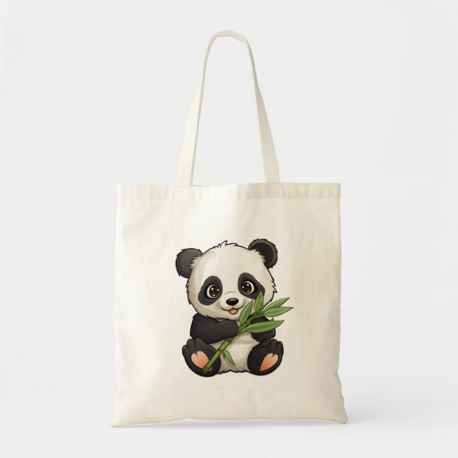 Bolsa Tote Ilustração de panda de desenho animado (Frente)