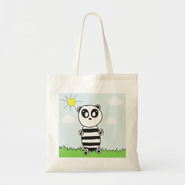 Bolsa Tote Ilustração de Panda Fofo (Frente)