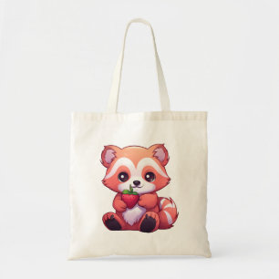 Bolsa Tote Ilustração de panda-vermelho de desenho animado
