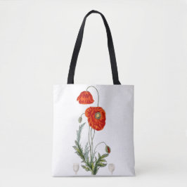 Bolsa Tote Ilustração de papoula vermelha desenhada à mão pap