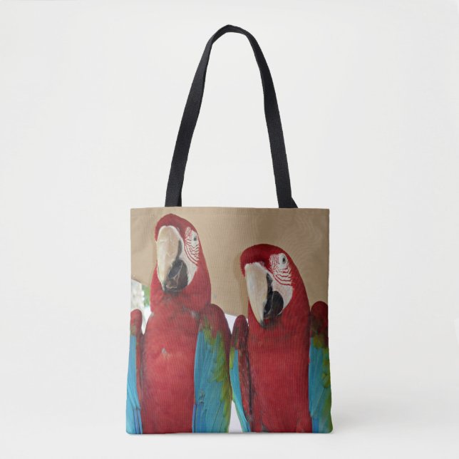 Bolsa Tote Ilustração de Par de Araras-Vermelhas como Mensage (Frente)