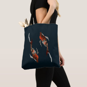 Bolsa Tote Ilustração de peixe coi de aquarela