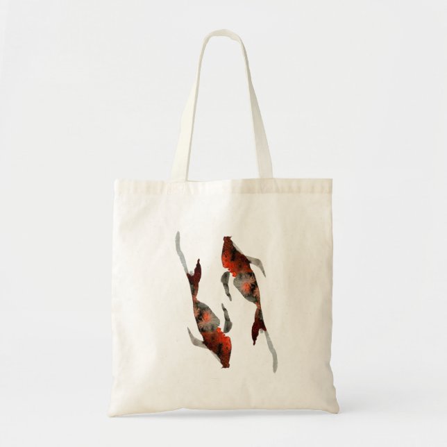 Bolsa Tote Ilustração de peixe coi de aquarela (Frente)