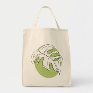 Bolsa Tote Ilustração de Planta Abstrata de Folha de Monstera