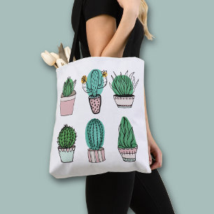 Bolsa Tote Ilustração de planta em vaso de cactos suculentos