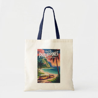Bolsa Tote Ilustração de Praia das Filipinas Arte de Viagem V
