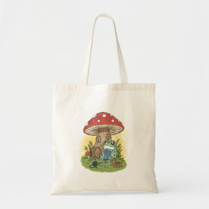 Bolsa Tote Ilustração de Rã Tecendo Fofa e Caprichosa