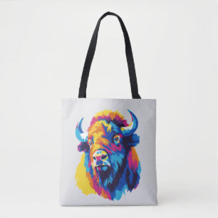 Bolsa Tote Ilustração de Retrato de Bisonho Pintura em Aquare