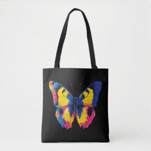 Bolsa Tote Ilustração de retrato de borboleta impressão em aq