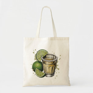 Bolsa Tote Ilustração de Shot de Tequila com Borda de Sal e L