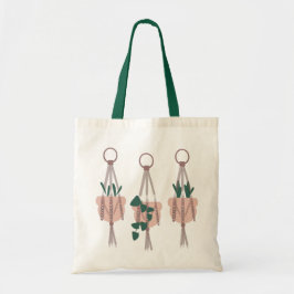 Bolsa Tote Ilustração de Suporte de Macramê de Plantas Tropic