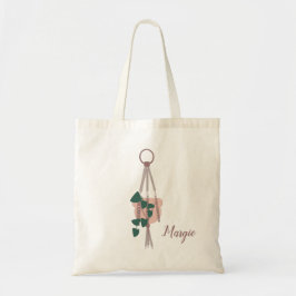 Bolsa Tote Ilustração de Suporte de Macramê para Planta Tropi