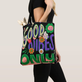 Bolsa Tote Ilustração de Tipografia de Boas Vibrações