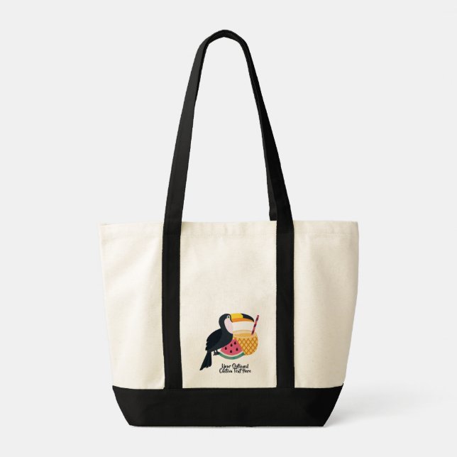 Bolsa Tote Ilustração de Toque de Texto Personalizado (Verso)