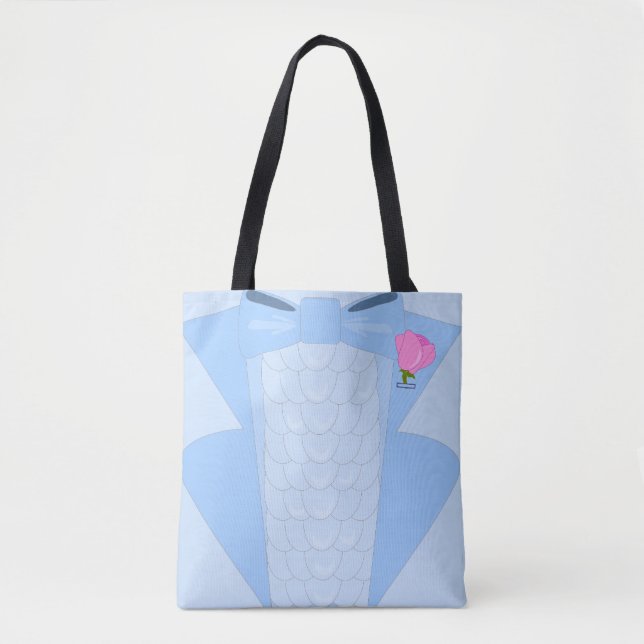 Bolsa Tote Ilustração de Tuxedo Azul de Disco Retroativo (Frente)