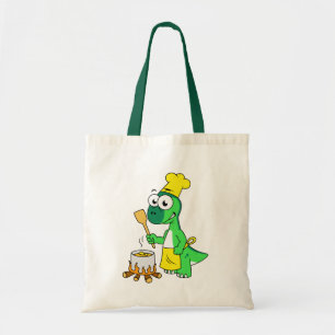 Bolsa Tote Ilustração De Um Cozinhar De Dinossauro Parasaurol