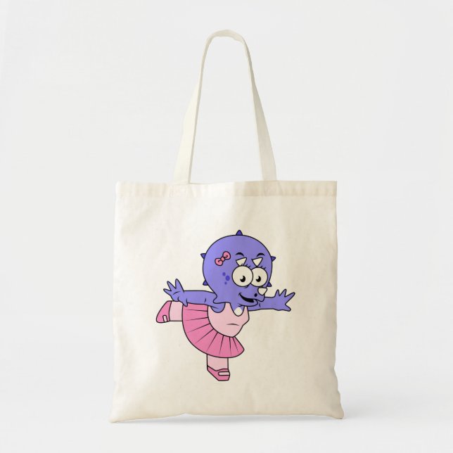 Bolsa Tote Ilustração De Um Dançarino De Balés Tricerátops. (Frente)