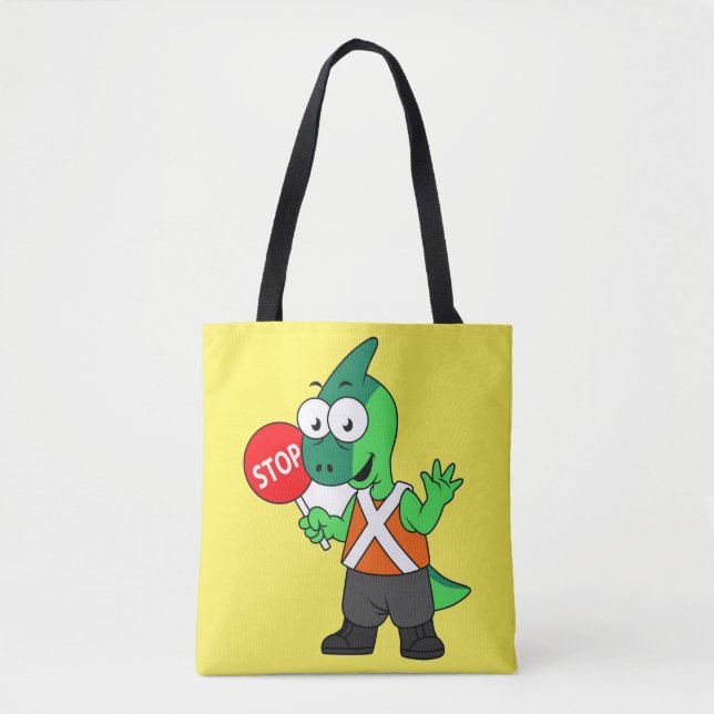 Bolsa Tote Ilustração De Um Executante De Tráfego De Parasaur (Frente)