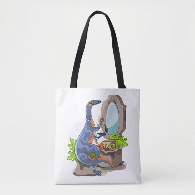 Bolsa Tote Ilustração De Um Iguanodon Colocando Na Composição (Frente)
