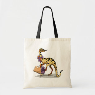 Bolsa Tote Ilustração De Um Iguanodon Com Sacos De Compras.