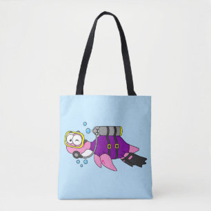 Bolsa Tote Ilustração De Um Mergulhador Scuba Monstro De Loch