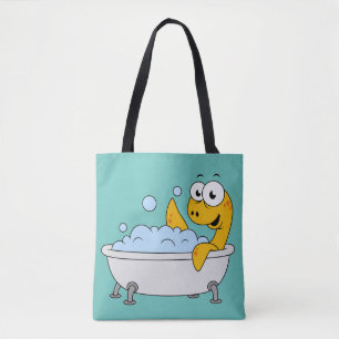 Bolsa Tote Ilustração De Um Monstro De Ness Do Banho.