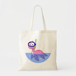 Bolsa Tote Ilustração De Um Monstro De Snorkeling Loch Ness.